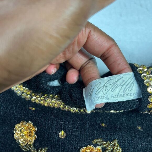 Lord & Taylor Womens Silk Blend Sweater Black Vintage Retro Knit Pullover MEDIUM - Picture 4 of 11